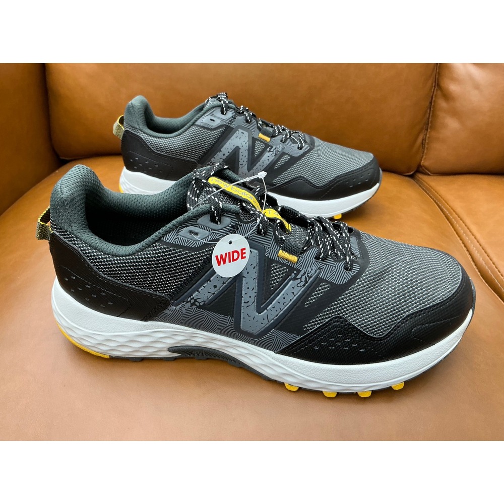 New Balance T410 Trail Running Shoes Mens 10 Black Grey Wide 4E MT410LG8